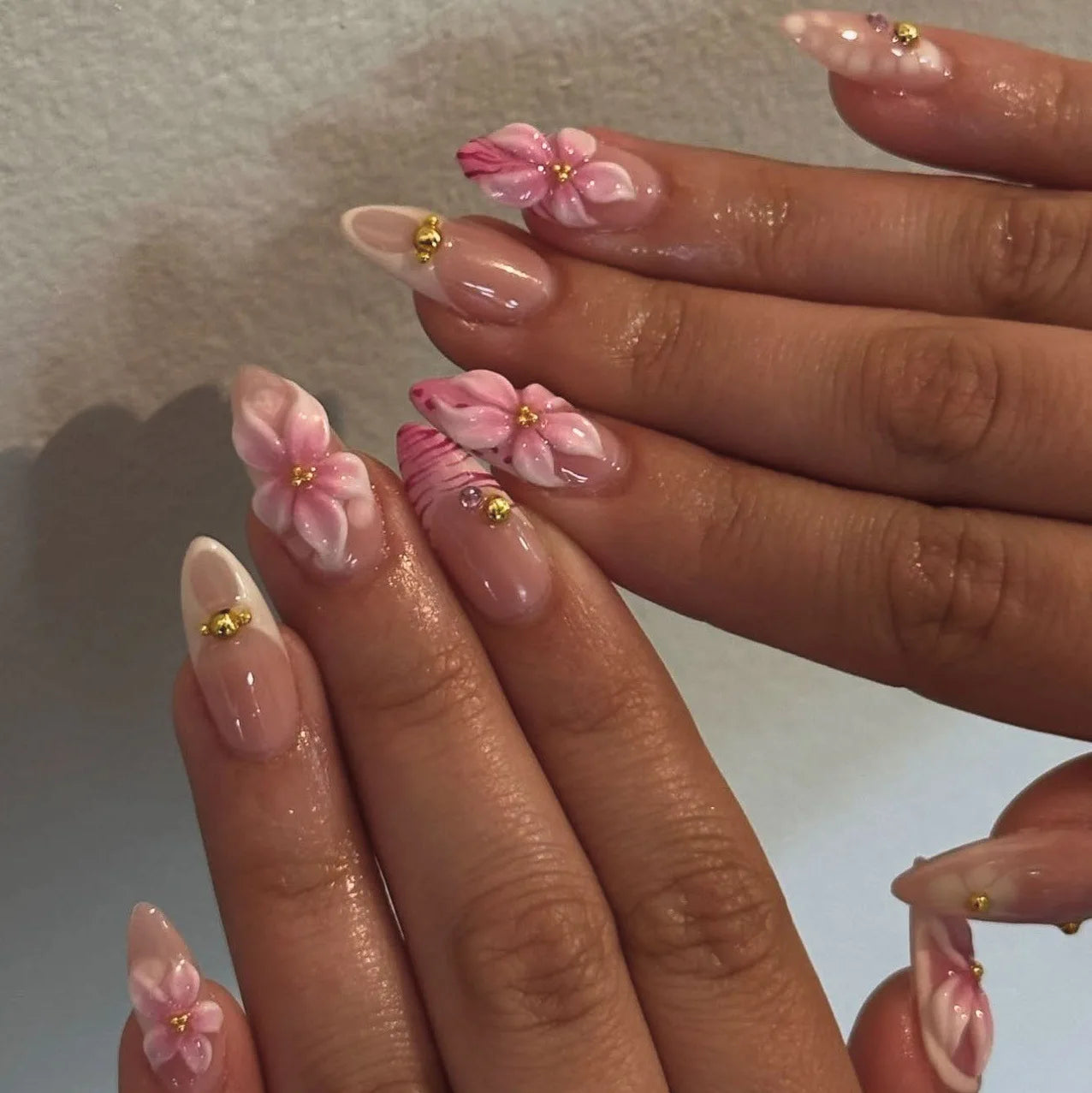 Pearl Starlight Almond Nails