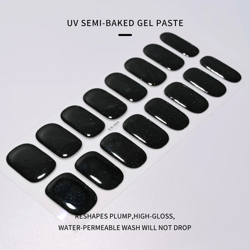 16Tips Semi-cured Gel Nail Stickers Red/Wine Red Nails Gel slider UV lamp Cured Extended Nails DIY Women Nails Decal Decor Gifts