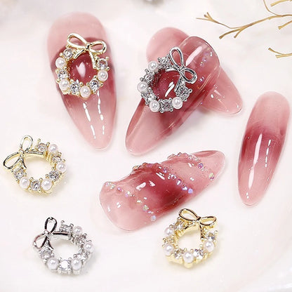 10pcs French Court  Luxury Alloy Nail Art Charm 3D Zircon Crystal  Pearl Nail Decoration Fashion Baroque Nail Parts 10*11mm
