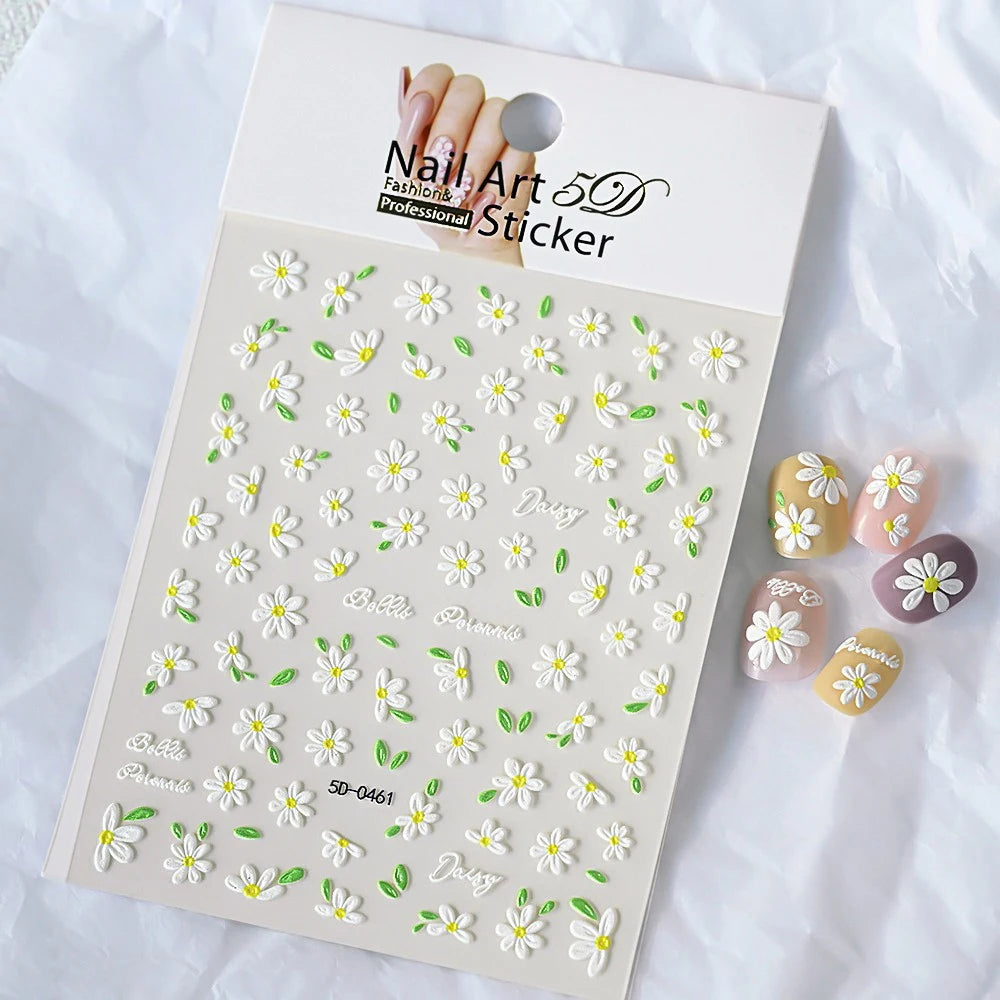 1Bag Daisy flower Nail Stickers Kawaii Spring Flowers Butterfly Design Nails Decals DIY fashion manicure decorations sliders