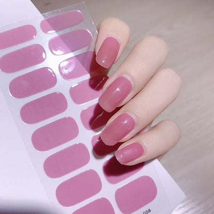 16Tips Semi-cured Gel Nail Stickers Red/Wine Red Nails Gel slider UV lamp Cured Extended Nails DIY Women Nails Decal Decor Gifts