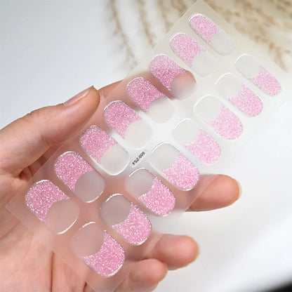 Semi Cured Wraps Fast Gel Nail Sticker Soild Nail Gel Wraps Adhesive Full Cover Gel Nail Decal UV Lamp Cured Manicure Decoration
