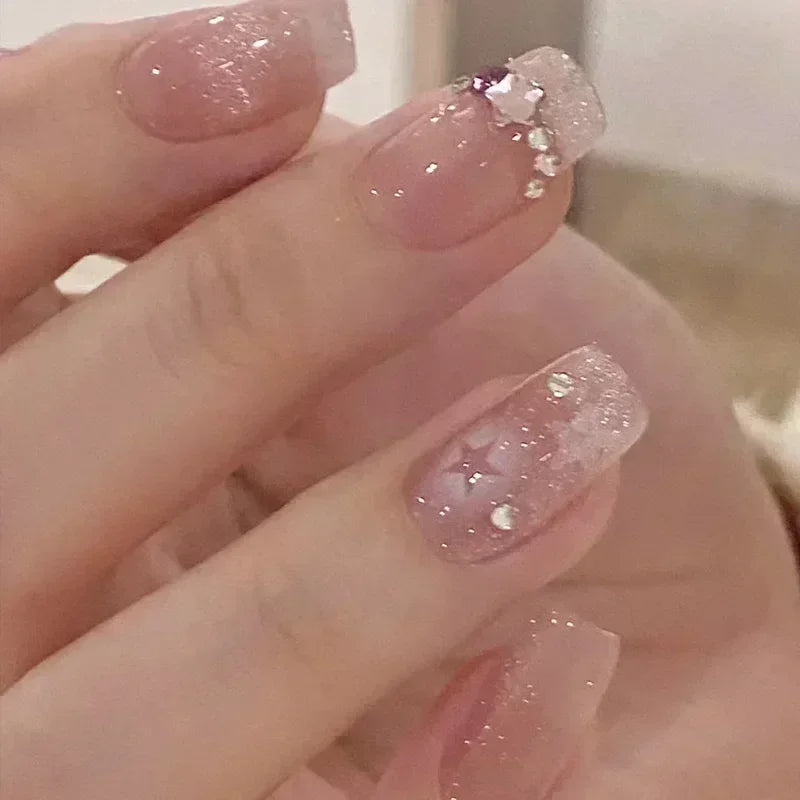 Butterfly Camellia Pearl Press-On Nails