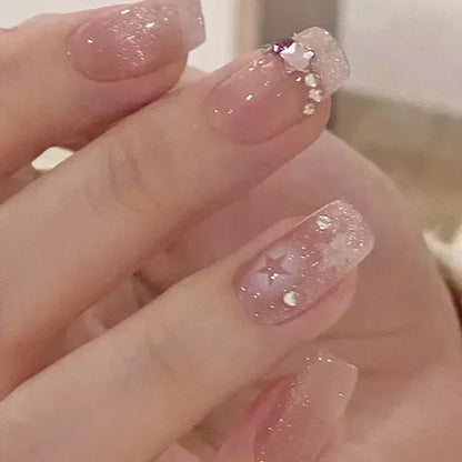 Butterfly Camellia Pearl Press-On Nails