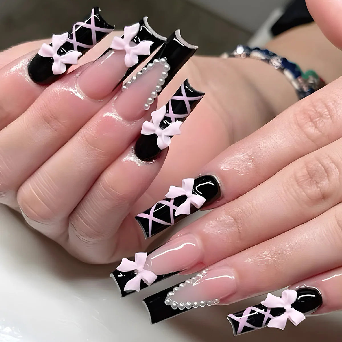 Leopard Cherry Rhinestone Press-On Nails