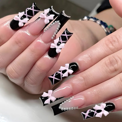 Leopard Cherry Rhinestone Press-On Nails