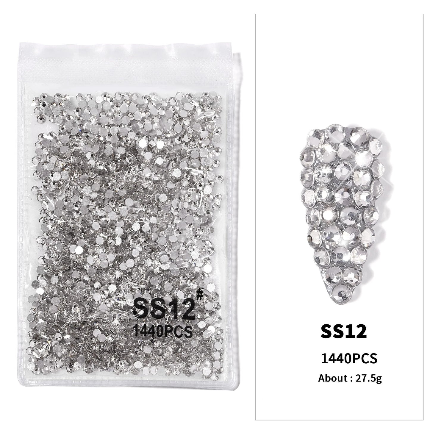 Crystal AB Rhinestone Nail Art Kit 12 Grid