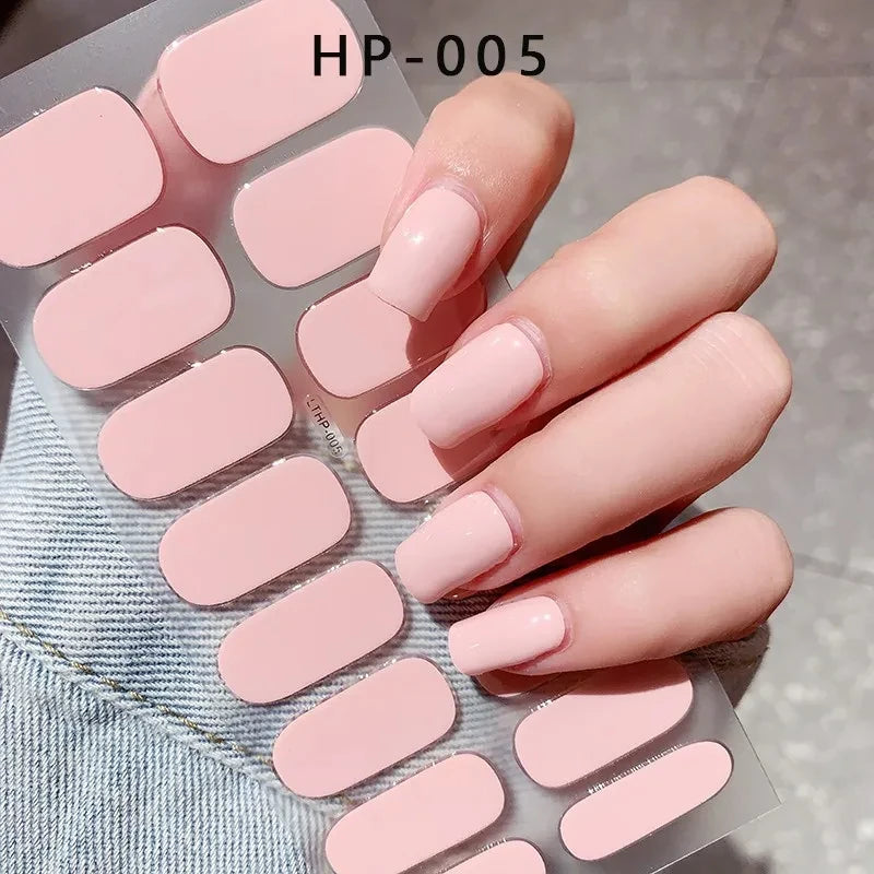 16pcs French White/Black Glitter Semi-cured Gel Nail Stickers Long-acting Waterproof LED Lamp UV Gel Slider DIY Manicure Decor