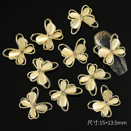 Pink Butterfly Zircon Nail Charms 10pc