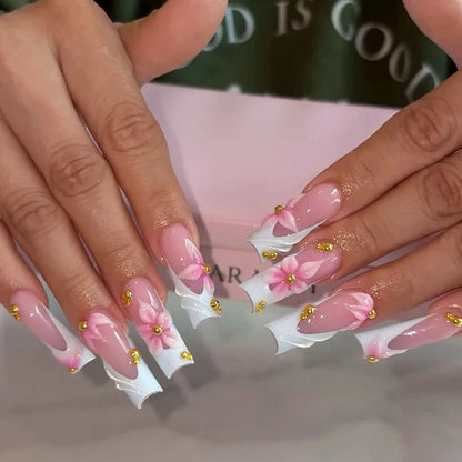 Leopard Cherry Rhinestone Press-On Nails