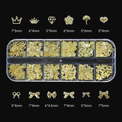 Gold Bow Butterfly Metal Nail Charms 120pc