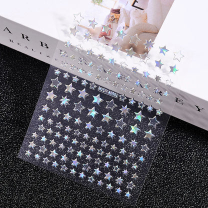3D Laser Silver/Rose Gold Hollow Cross Star Nail Art Stickers Design Self-Adhesive Hollow Cross Star Nail/Body Art Decor Sticker