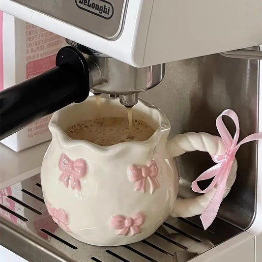 Pink Bow Relief Ceramic Mug with Box