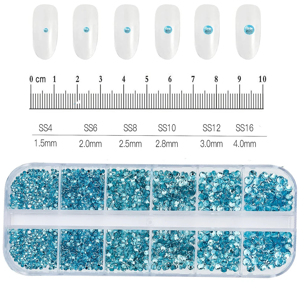 Crystal AB Rhinestone Nail Art Kit 12 Grid