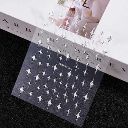 3D Laser Silver/Rose Gold Hollow Cross Star Nail Art Stickers Design Self-Adhesive Hollow Cross Star Nail/Body Art Decor Sticker