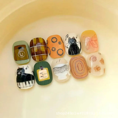 Cute Cartoon Bean Press-On Nails 30pc