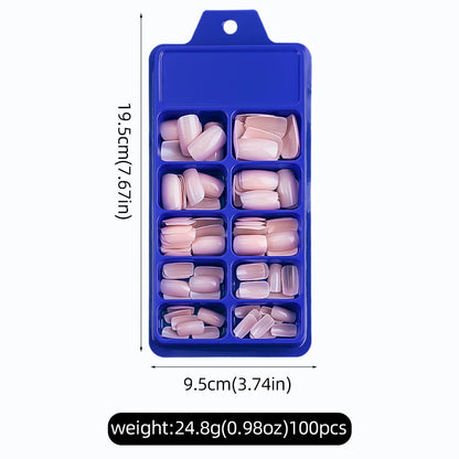 Light Pink Square Press-On Nails 100pc