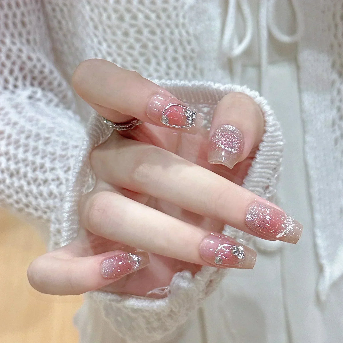 Butterfly Camellia Pearl Press-On Nails