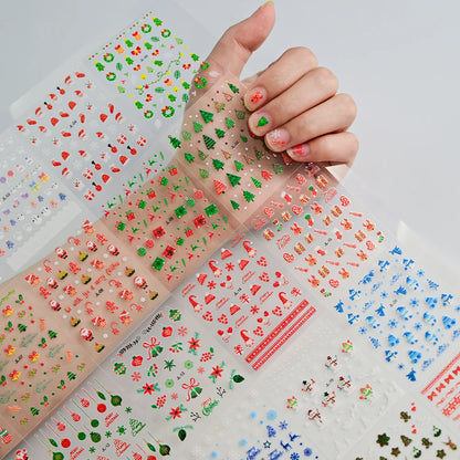(30Pcs)Merry Christma Nail Sticker 3D Sliders Deer Santa Claus Decals New Year Nails Decor Stickers For DIY Manicure Accessories