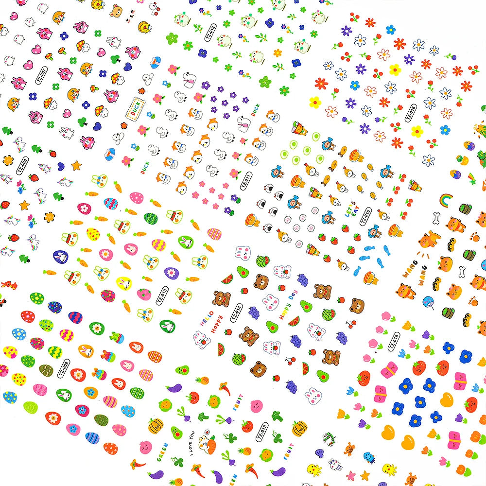 20Pcs Cartoon Luminous Kids Stickers Kawaii Self-Adhesive Nail Decals  Glow Bunny Eggs Chick Slider for Nails Decor DIY Manicure