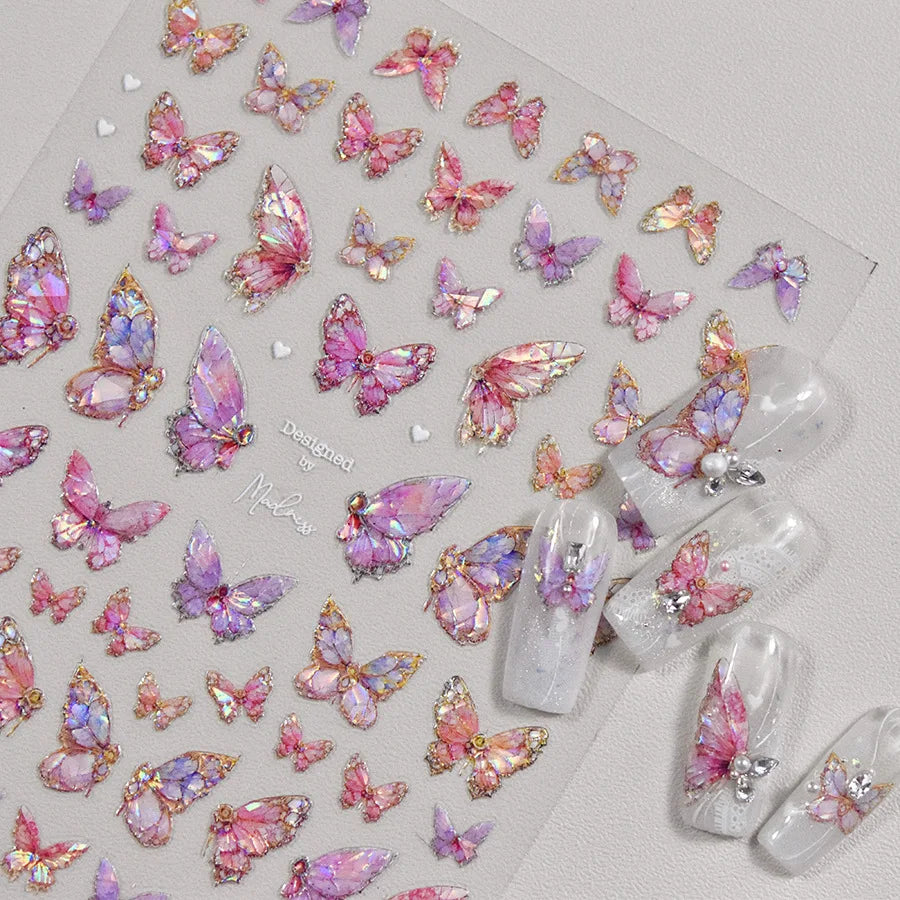 5D Butterfly Aurora Nail Stickers