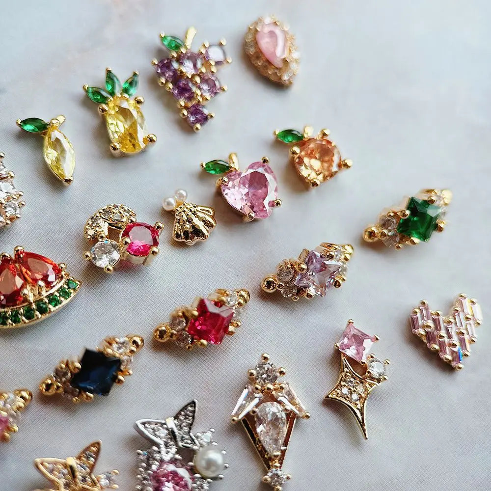 Summer Fruit Zircon Nail Charms 10pc