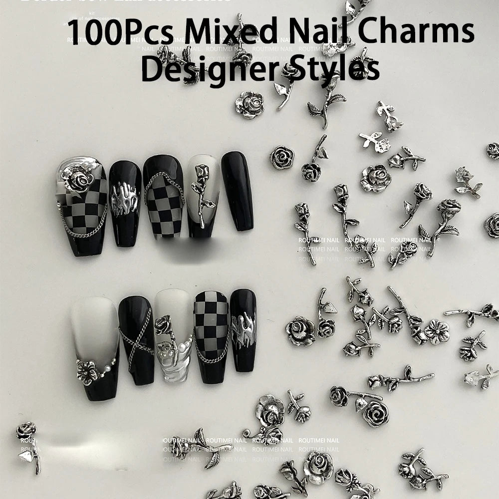 Mix Zircon Rhinestone Nail Charms 100pc