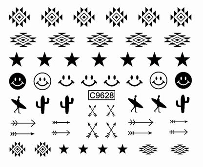 30pcs Black Line Nail Stickers 3D Irregular Line Geometric Pattern Nail Sticker Mysterious Sexy DIY Gothic Style Nail Stickers