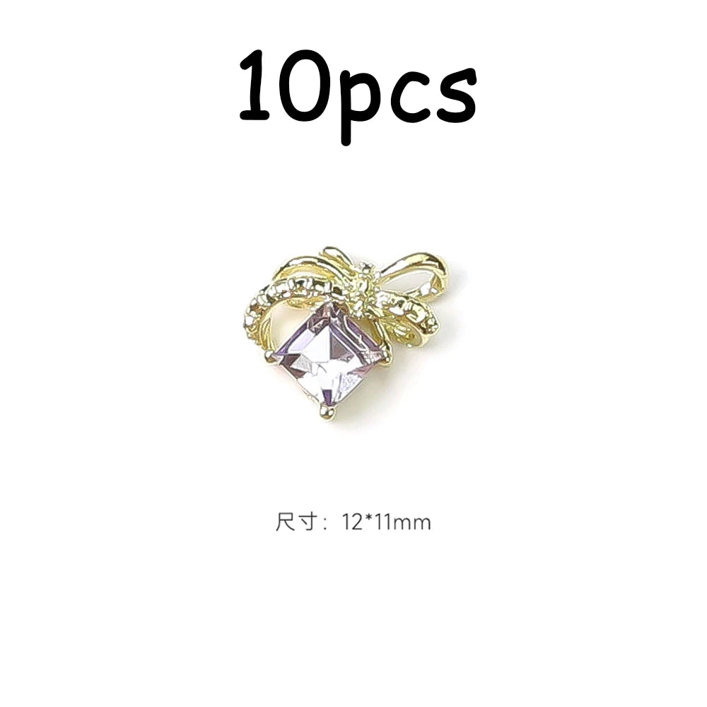 30/20/10PC Pink Ribbon Resin Bow Parts Nail Charms Mix-Style Bow Rhinestone Jewelry 8-12mm Y2K Accessory for DIY Manicure Decora