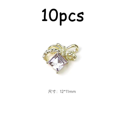 30/20/10PC Pink Ribbon Resin Bow Parts Nail Charms Mix-Style Bow Rhinestone Jewelry 8-12mm Y2K Accessory for DIY Manicure Decora