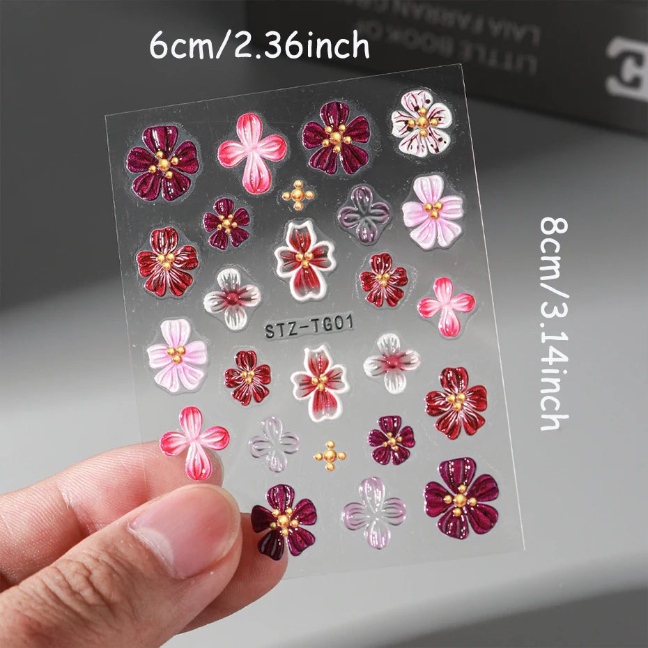 Spring Floral Jelly Nail Art Stickers