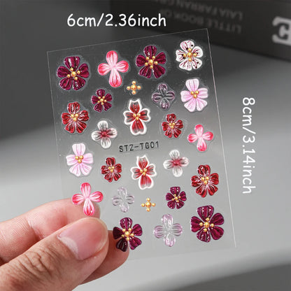 Spring Floral Jelly Nail Art Stickers