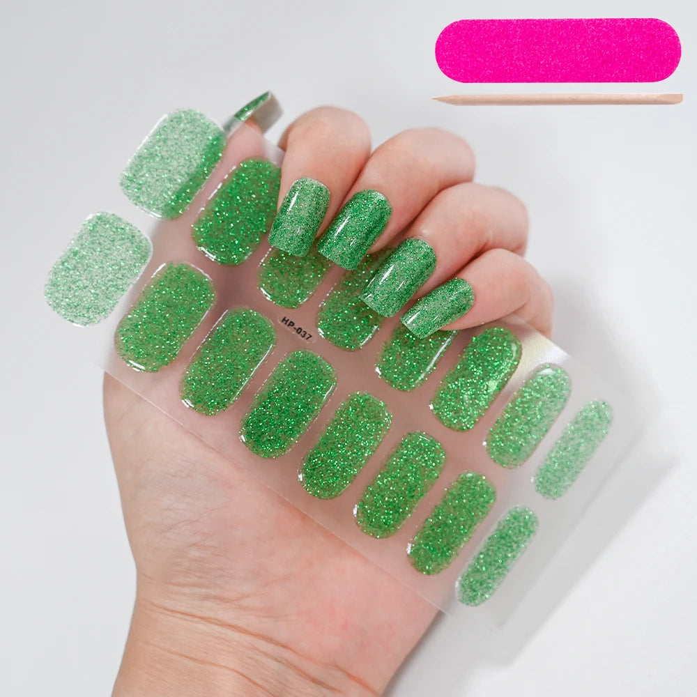 Semi Cured Wraps Fast Gel Nail Sticker Soild Nail Gel Wraps Adhesive Full Cover Gel Nail Decal UV Lamp Cured Manicure Decoration