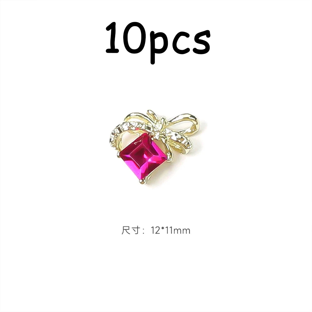 30/20/10PC Pink Ribbon Resin Bow Parts Nail Charms Mix-Style Bow Rhinestone Jewelry 8-12mm Y2K Accessory for DIY Manicure Decora
