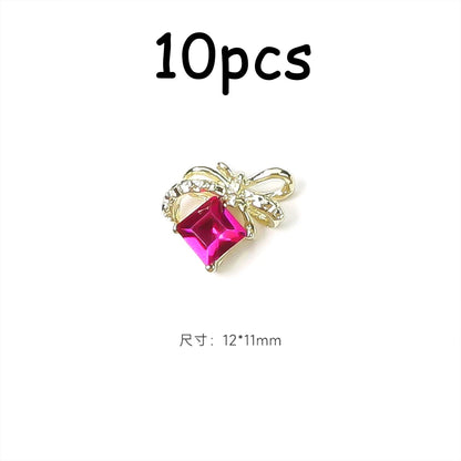 30/20/10PC Pink Ribbon Resin Bow Parts Nail Charms Mix-Style Bow Rhinestone Jewelry 8-12mm Y2K Accessory for DIY Manicure Decora