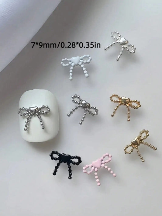 3D Bow Heart Nail Charms 10pc
