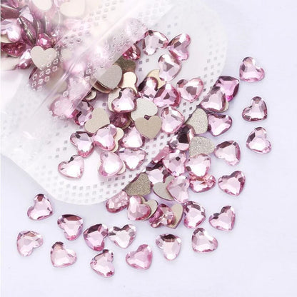Mini Heart Glass Nail Rhinestones 100pc