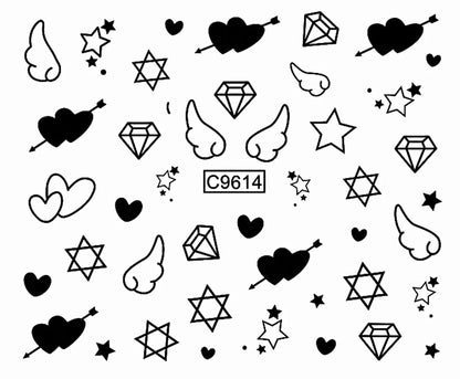 30pcs Black Line Nail Stickers 3D Irregular Line Geometric Pattern Nail Sticker Mysterious Sexy DIY Gothic Style Nail Stickers