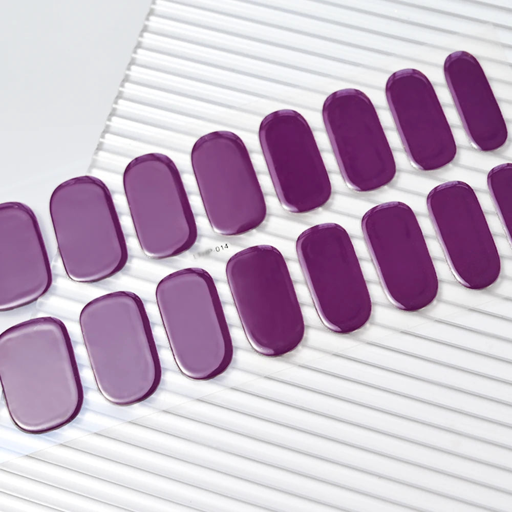 16Tips Semi-cured Gel Nail Stickers Red/Wine Red Nails Gel slider UV lamp Cured Extended Nails DIY Women Nails Decal Decor Gifts