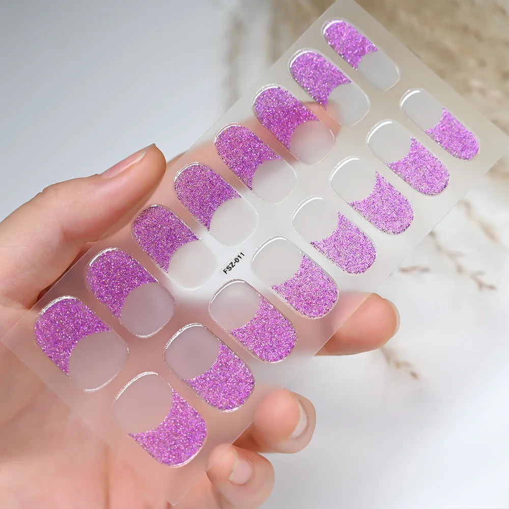 Semi Cured Wraps Fast Gel Nail Sticker Soild Nail Gel Wraps Adhesive Full Cover Gel Nail Decal UV Lamp Cured Manicure Decoration