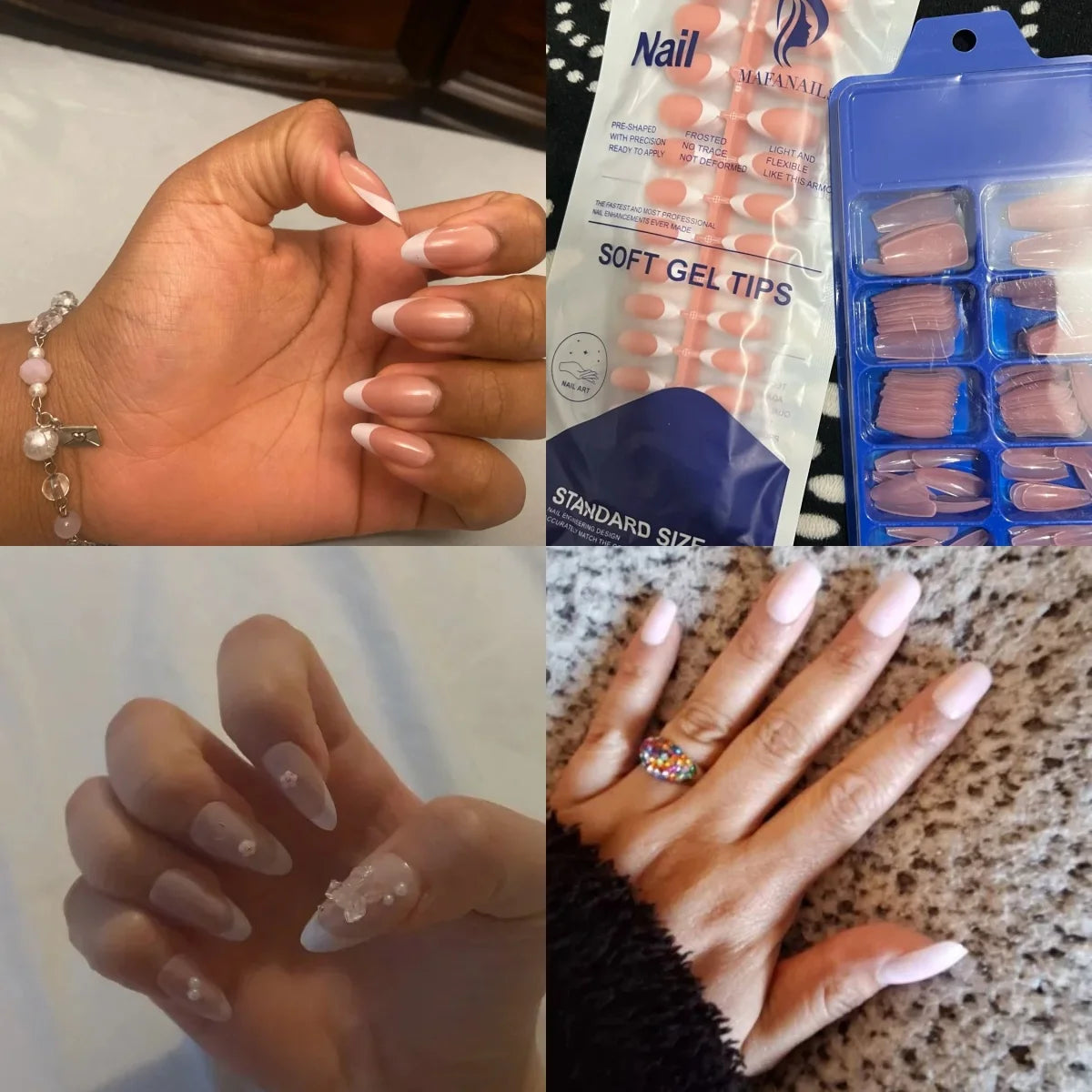 Light Pink Square Press-On Nails 100pc