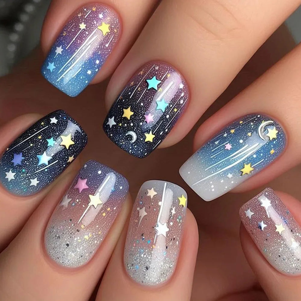 Glitter White French Press-On Nails