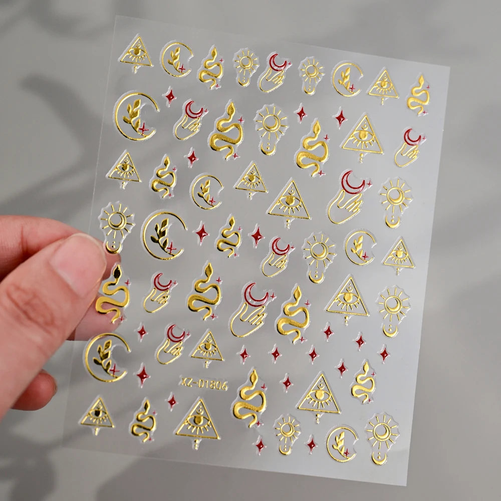 5D Bohemian Gold Silver Nail Art Stickers