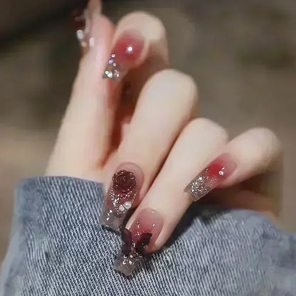 Black Bow Ballerina Press-On Nails