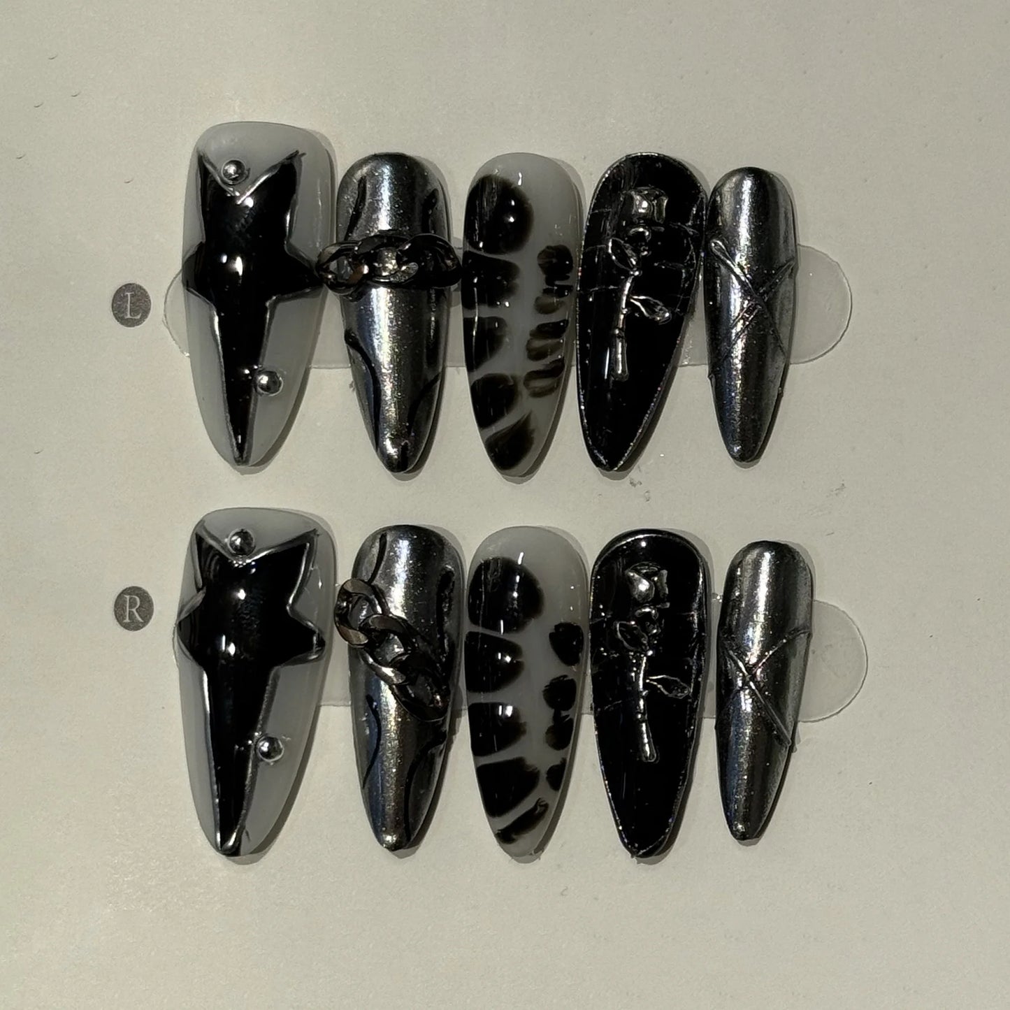 Blue Heart Stiletto Press-On Nails
