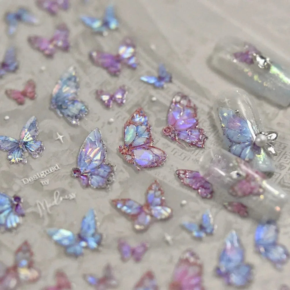 5D Butterfly Aurora Nail Stickers