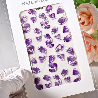 5D Sea Nail Art Stickers Embossed Self-Adhesive Ocean Beach Style Nail Slider Kawaii Starfish/Shell/Coral Reef Decor Nail Decals