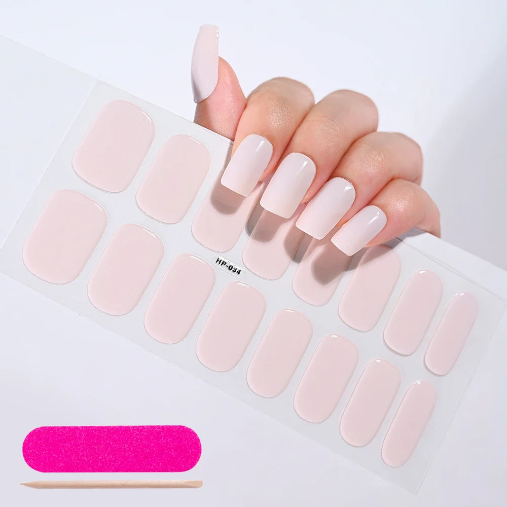 Semi Cured Wraps Fast Gel Nail Sticker Soild Nail Gel Wraps Adhesive Full Cover Gel Nail Decal UV Lamp Cured Manicure Decoration