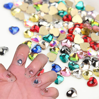 6mm Light Pink Heart Rhinestone 3D Nail Art Charms 50Pcs Flat-Back Crystal Manicure Accessory DIY Love Gems Stone Nail Decor*YK9