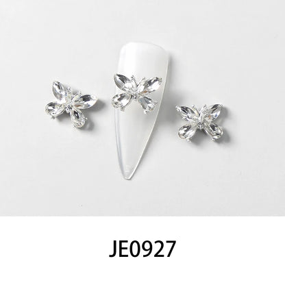 Pink Butterfly Zircon Nail Charms 10pc
